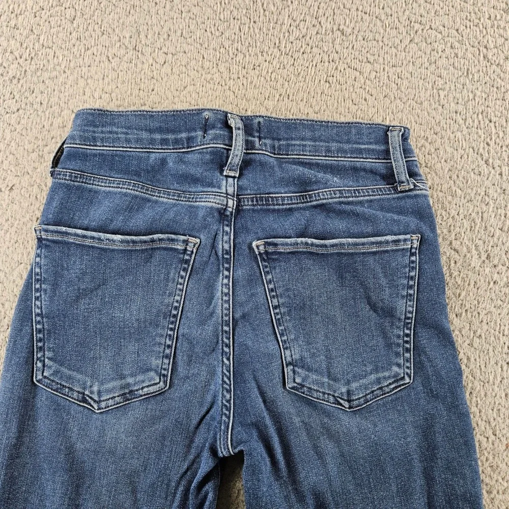 AGOLDE Sophie High Rise Skinny Jeans Womens 25‎ Dark Indigo Blue Distressed